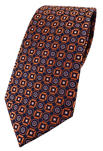 TigerTie Designer Krawatte in orange blau silber schwarz gemustert von TigerTie