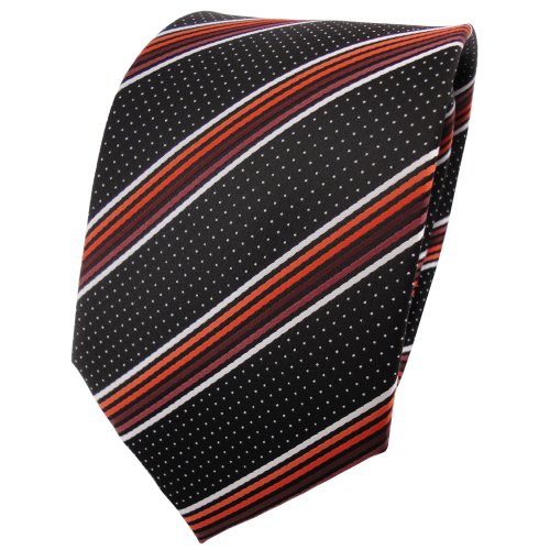 TigerTie Designer Krawatte in orange braun silberweiss schwarz gestreift von TigerTie