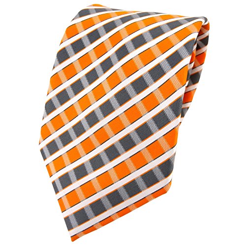 TigerTie Designer Krawatte in orange grau silber weiss gestreift TigerTie Designer Krawatte in orange grau silber weiss gestreift von TigerTie