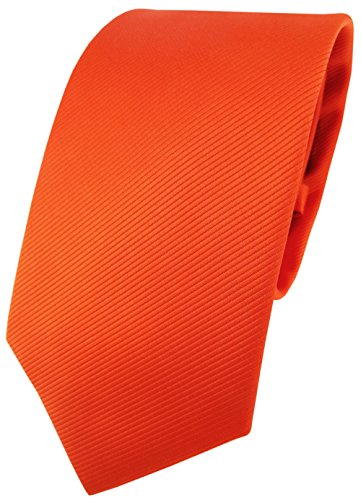 TigerTie Designer Krawatte in orange leuchtorange einfarbig Uni Rips von TigerTie