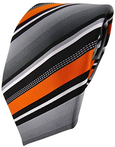 TigerTie Designer Krawatte in orange silber grau weiss gestreift - Tie Binder von TigerTie