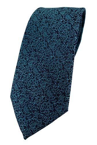 TigerTie Designer Krawatte in petrol schwarz florales Muster TigerTie Designer Krawatte in petrol schwarz florales Muster von TigerTie