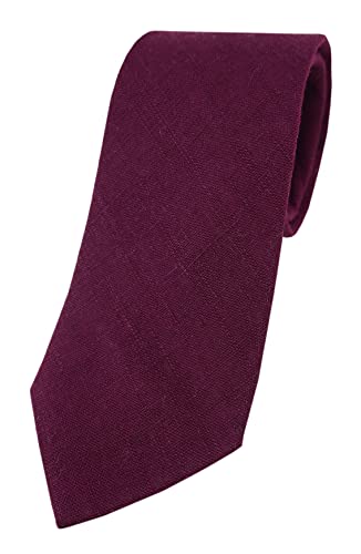 TigerTie Designer Krawatte in pflaume Uni - 100% Leinen - Krawattenbreite 7,5 cm von TigerTie