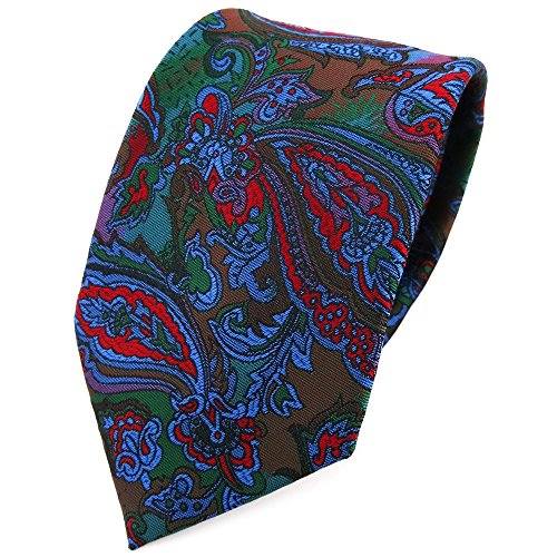 TigerTie Designer Krawatte in rot blau flieder grün mehrfarbig Paisley gemustert von TigerTie