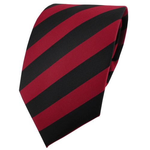 TigerTie Designer Krawatte in rot dunkelrot karminrot schwarz gestreift von TigerTie