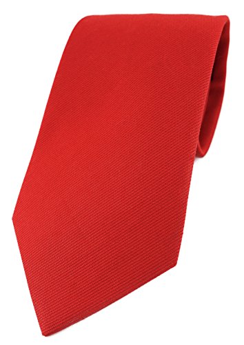 TigerTie Designer Krawatte in rot verkehrsrot Uni - 100% Baumwolle - Krawattenbreite 8 cm von TigerTie