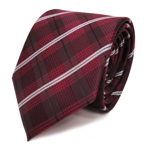 TigerTie Designer Krawatte in rot weinrot grau schwarz gestreift von TigerTie