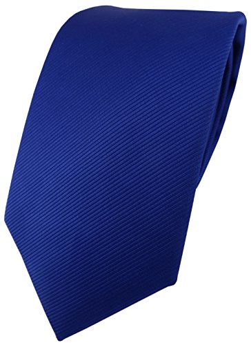 TigerTie Designer Krawatte in royal blau einfarbig Uni Rips von TigerTie