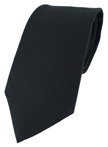 TigerTie Designer Krawatte in schwarz Uni - 100% Baumwolle - Krawattenbreite 8 cm von TigerTie