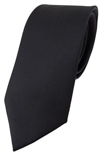 TigerTie Designer Krawatte in schwarz einfarbig Uni - Tie Schlips von TigerTie