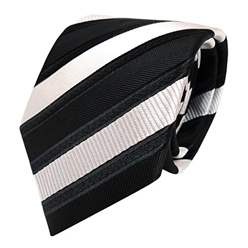 TigerTie Designer Krawatte in schwarz silber gestreift von TigerTie