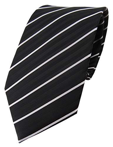 TigerTie Designer Krawatte in schwarz silber grau gestreift von TigerTie