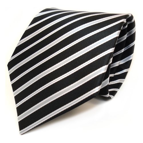 TigerTie Designer Krawatte in schwarz silber grau gestreift von TigerTie