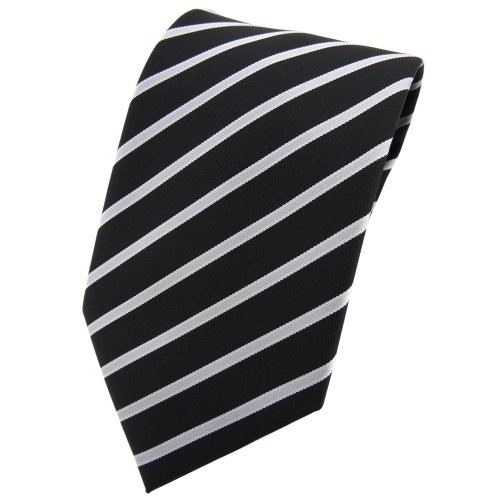 TigerTie Designer Krawatte in schwarz silber grau hellgrau gestreift von TigerTie