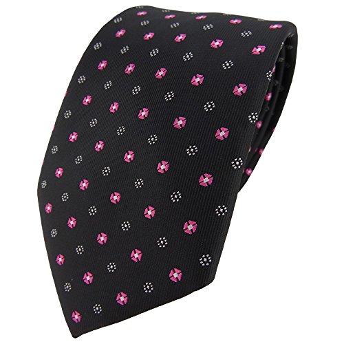 TigerTie Designer Krawatte in schwarz silber rosa gepunktet von TigerTie