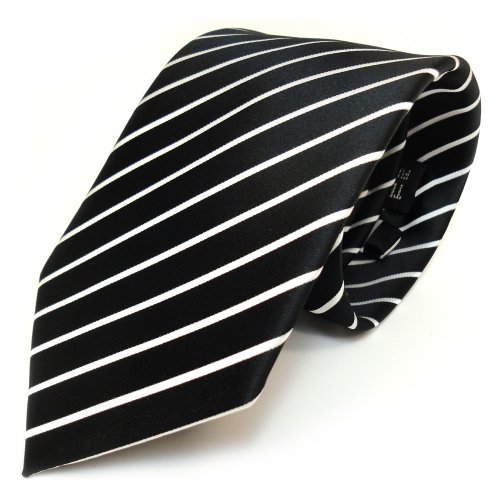 TigerTie Designer Krawatte in schwarz weiss gestreift von TigerTie