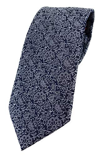 TigerTie Designer Krawatte in silber grau schwarz florales Muster von TigerTie