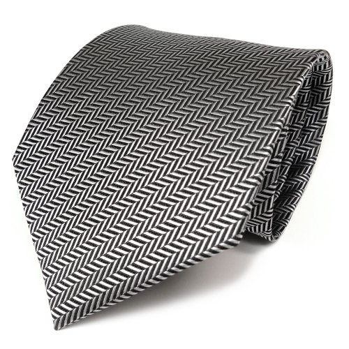 TigerTie Designer Krawatte in silber grau-schwarz gestreift von TigerTie