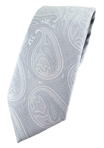 TigerTie Designer Krawatte in silbergrau grau silber Paisley gemustert von TigerTie