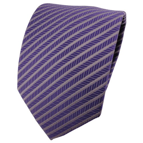 TigerTie Designer Krawatte in violett grau gestreift von TigerTie