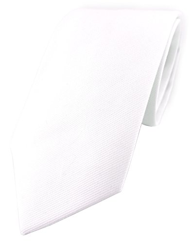TigerTie Designer Krawatte in weiss Uni - 100% Baumwolle - Krawattenbreite 8 cm von TigerTie