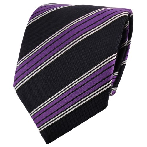 TigerTie Designer Krawatte lila blau dunkelblau schwarz silber gestreift - Binder Tie von TigerTie