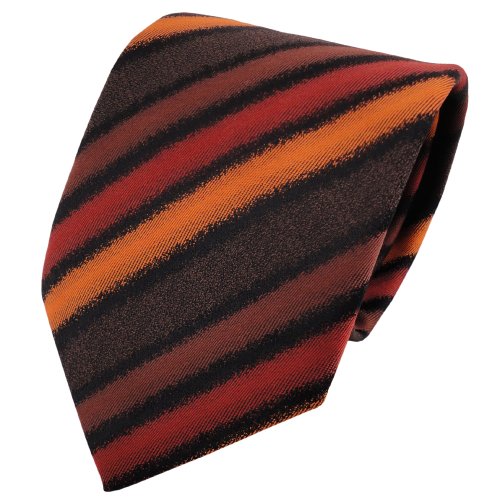 TigerTie Designer Krawatte orange rotorange braun schwarz gestreift - Binder Tie von TigerTie