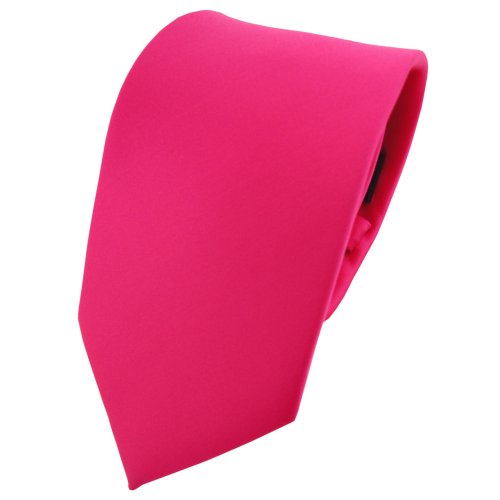 TigerTie Herren Krawatte – Klassische 8 cm Satin-Krawatte in pink knallpink neonfarben einfarbigem Design, ideal für Geschäftstermine, festliche Anlässe und die Freizeit von TigerTie