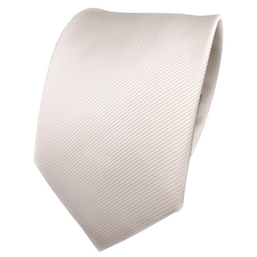 TigerTie Designer Krawatte weiß perlweiß creme cremeweiß Uni Rips - Binder Tie von TigerTie