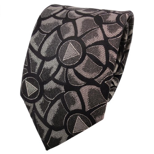 TigerTie Designer Lurex Seidenkrawatte schwarz gold silber gemustert - Krawatte Seide von TigerTie