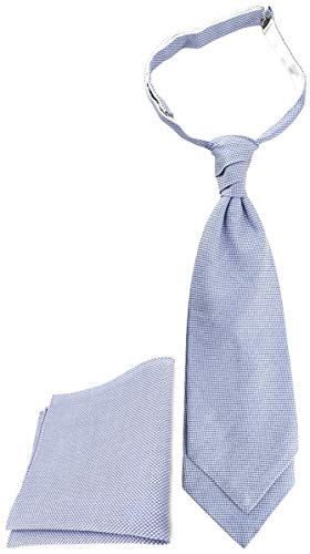 TigerTie Designer Plastron Pique 2tlg Krawatte fertig gebunden Einstecktuch in blau-weiss gemustert von TigerTie