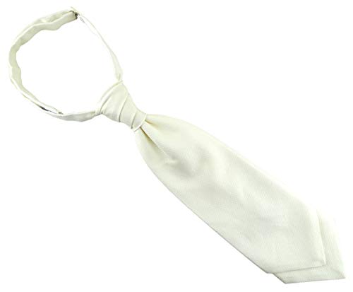 TigerTie Designer Plastron Pique 2tlg Krawatte fertig gebunden in creme uni gemustert von TigerTie