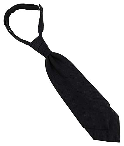 TigerTie Designer Plastron Pique 2tlg Krawatte fertig gebunden in schwarz uni gemustert von TigerTie