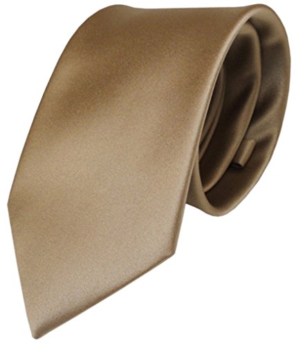 TigerTie Herren Krawatte – Klassische 8 cm Satin-Krawatte in braun goldbraun einfarbigem Design, ideal für Geschäftstermine, festliche Anlässe und die Freizeit von TigerTie