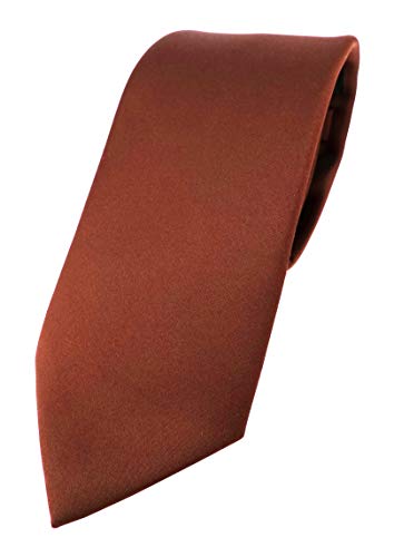 TigerTie Designer Satin Krawatte in braun rot braunrot einfarbig uni von TigerTie