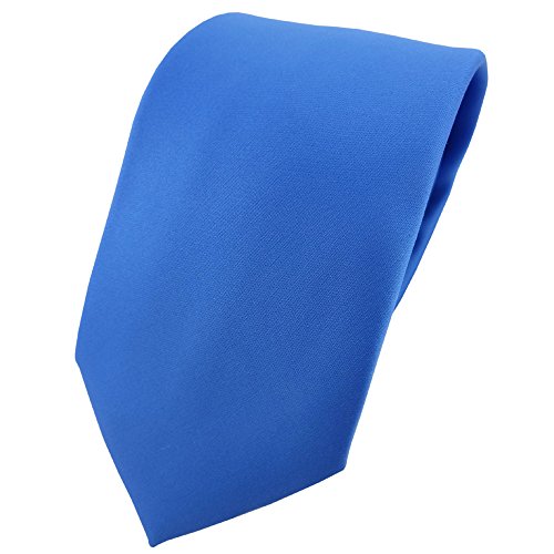 TigerTie Designer Satin Krawatte in blau einfarbig uni von TigerTie