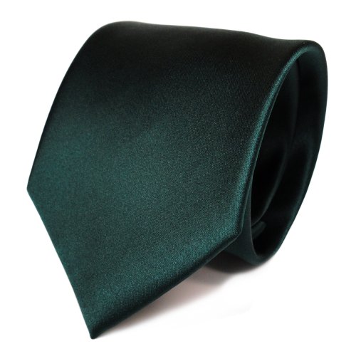 TigerTie Herren Krawatte – Klassische 8 cm Satin-Krawatte in grün dunkelgrün tannengrün einfarbigem Design, ideal für Geschäftstermine, festliche Anlässe und die Freizeit von TigerTie