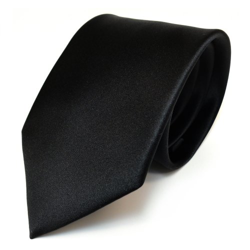 TigerTie Herren Krawatte – Klassische 8 cm Satin-Krawatte in schwarz einfarbigem Design, ideal für Geschäftstermine, festliche Anlässe und die Freizeit von TigerTie