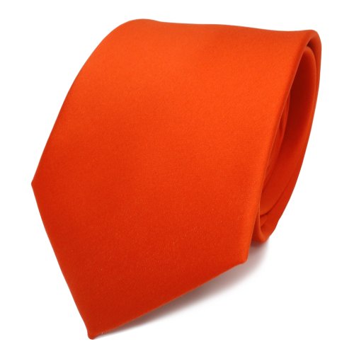 TigerTie Herren Krawatte – Klassische 8 cm Satin-Krawatte in orange leuchtorange einfarbigem Design, ideal für Geschäftstermine, festliche Anlässe und die Freizeit von TigerTie