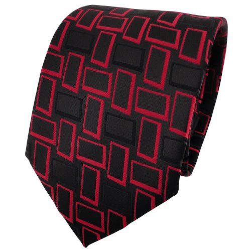 TigerTie Designer Satin Krawatte rot signalrot schwarz gemustert - Binder Tie von TigerTie