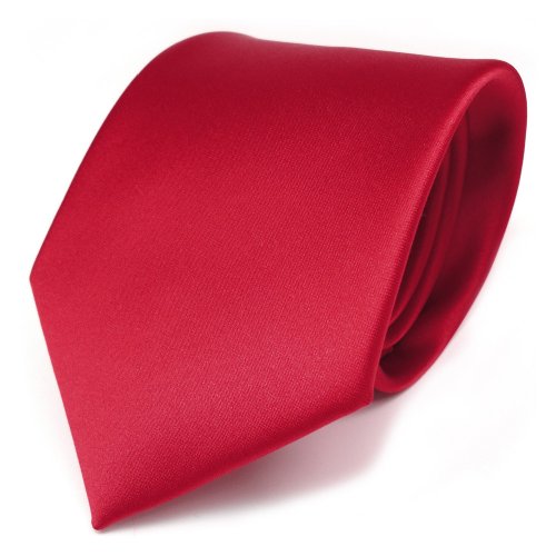 TigerTie Herren Krawatte – Klassische 8 cm Satin-Krawatte in rot verkehrsrot uni einfarbig von TigerTie