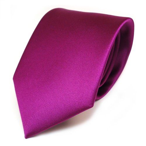 TigerTie Designer Satin Krawatte in violett magenta einfarbig uni von TigerTie