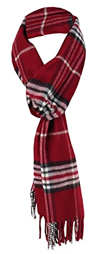 TigerTie Designer Schal in bordeaux rot weiss grau schwarz kariert - Stoff Cashmink - made in Germany von TigerTie