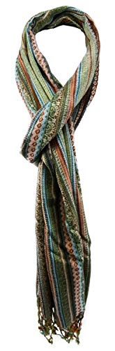 TigerTie Designer Schal in grün orange grau türkis braun gemustert - Gr. 200 x 30 cm von TigerTie