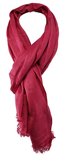 TigerTie - Designer Schal in lachsrot rosé einfarbig mit Fransen von TigerTie