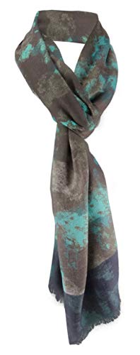 TigerTie Designer Schal in türkis braun grün olive gemustert - Größe 180 x 50 cm von TigerTie