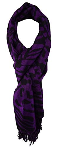 TigerTie - Designer Schal in violett lila schwarz Tiermuster von TigerTie