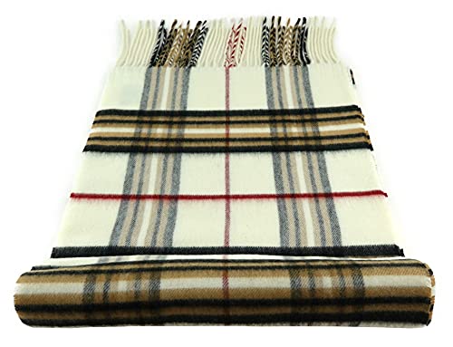 TigerTie Designer Schal in weiss cremebeige braun grau rot schwarz kariert - Stoff Cashmink - made in Germany TigerTie Designer Schal in weiss cremebeige braun grau rot schwarz kariert - Stoff Cashmink - made in Germany von TigerTie