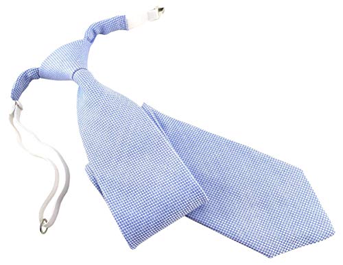 TigerTie Designer Security Sicherheits Krawatte Pique in hellblau-weiss gemustert - vorgebunden mit Gummizug in weiß von TigerTie