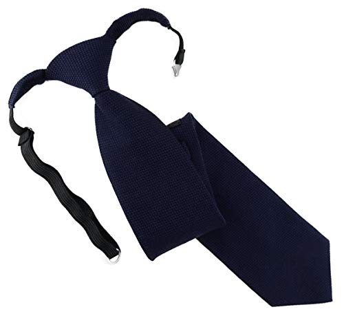 TigerTie Designer Security Sicherheits Krawatte Pique in marine uni gemustert - vorgebunden mit Gummizug in schwarz von TigerTie